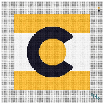 Black and Gold Colorado Needlepoint Pillow Kit Stitched Preview