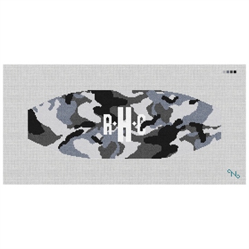 Black and White Camo Cummerbund Needlepoint Kit Stitched Preview