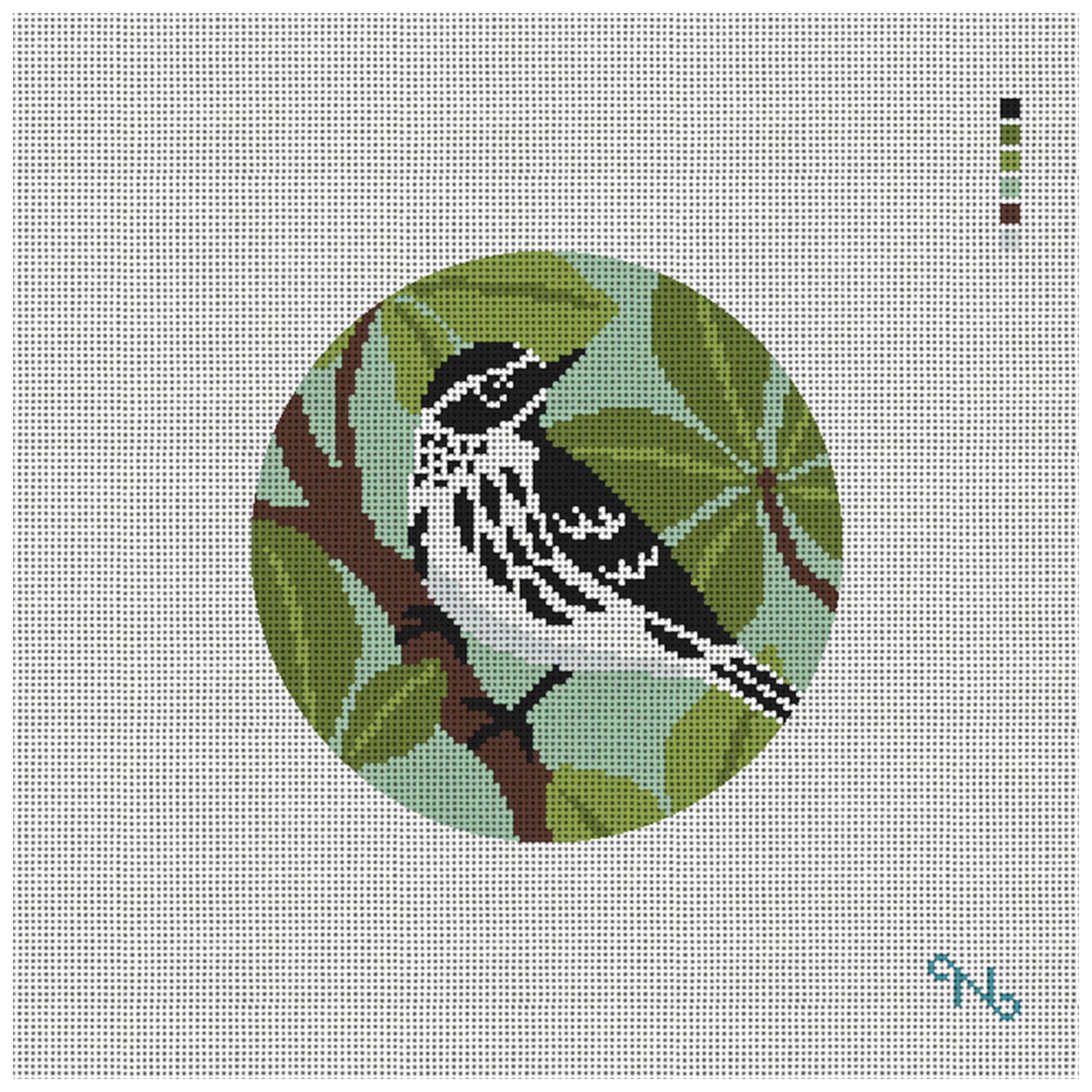 Black and White Warbler Needlepoint Ornament Kit