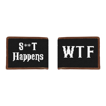 Black and White WTF Needlepoint Wallet 