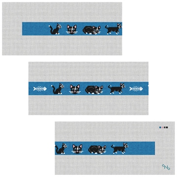 Black Cat Needlepoint Belt Kit Stitched Preview