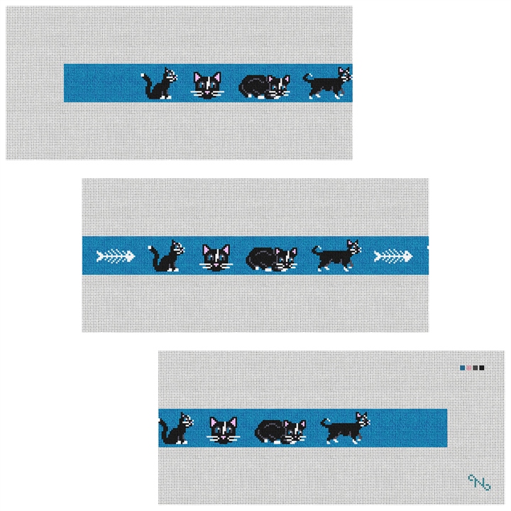 Black Cat Needlepoint Belt Kit Stitched Preview