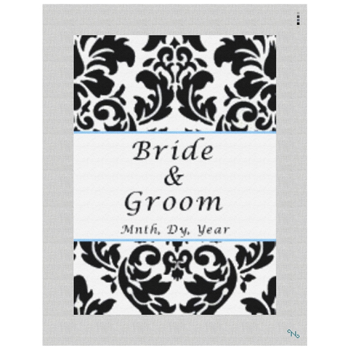 Black Damask Personalized Needlepoint Kit Stitched Preview