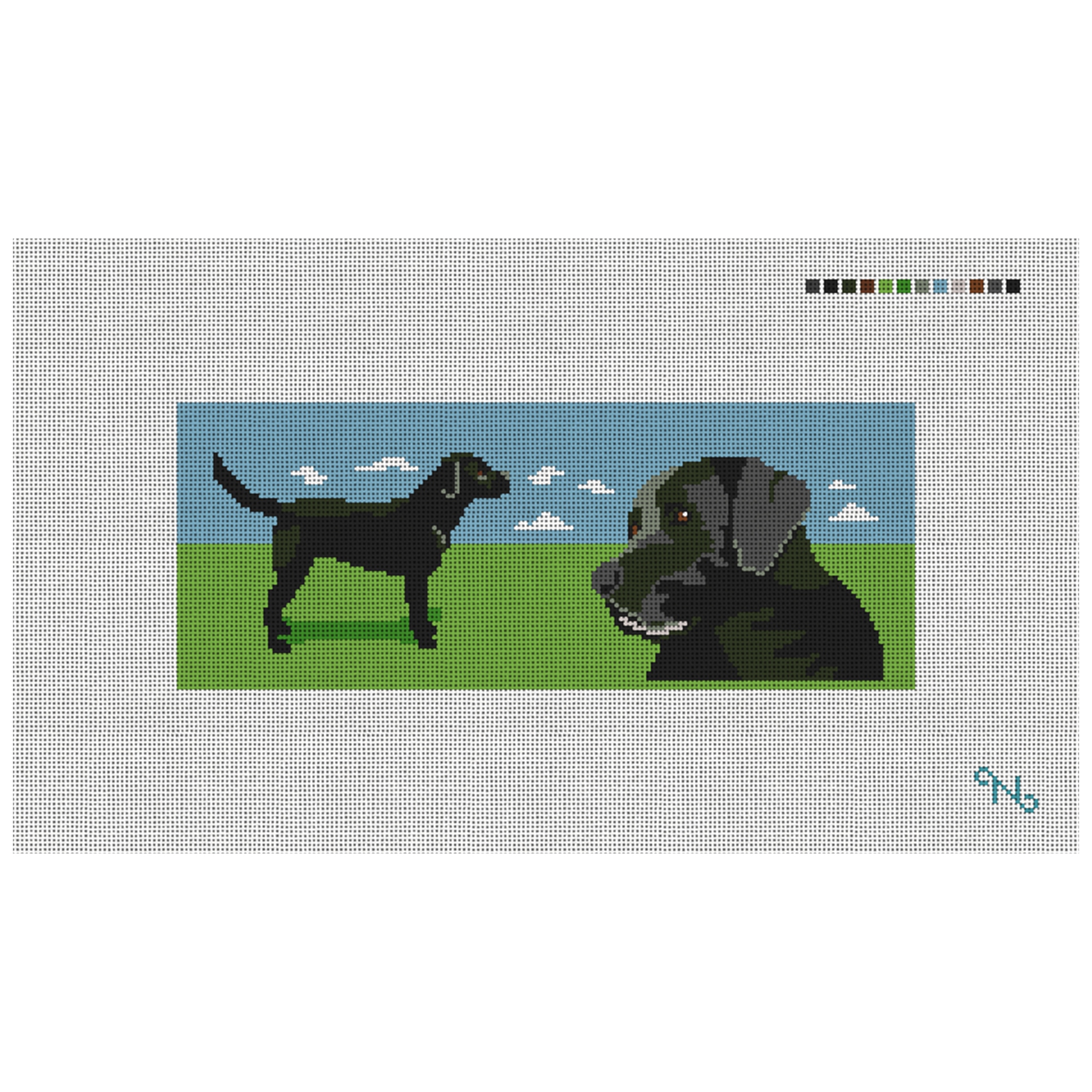 Black Lab Landscape Needlepoint Wallet Kit