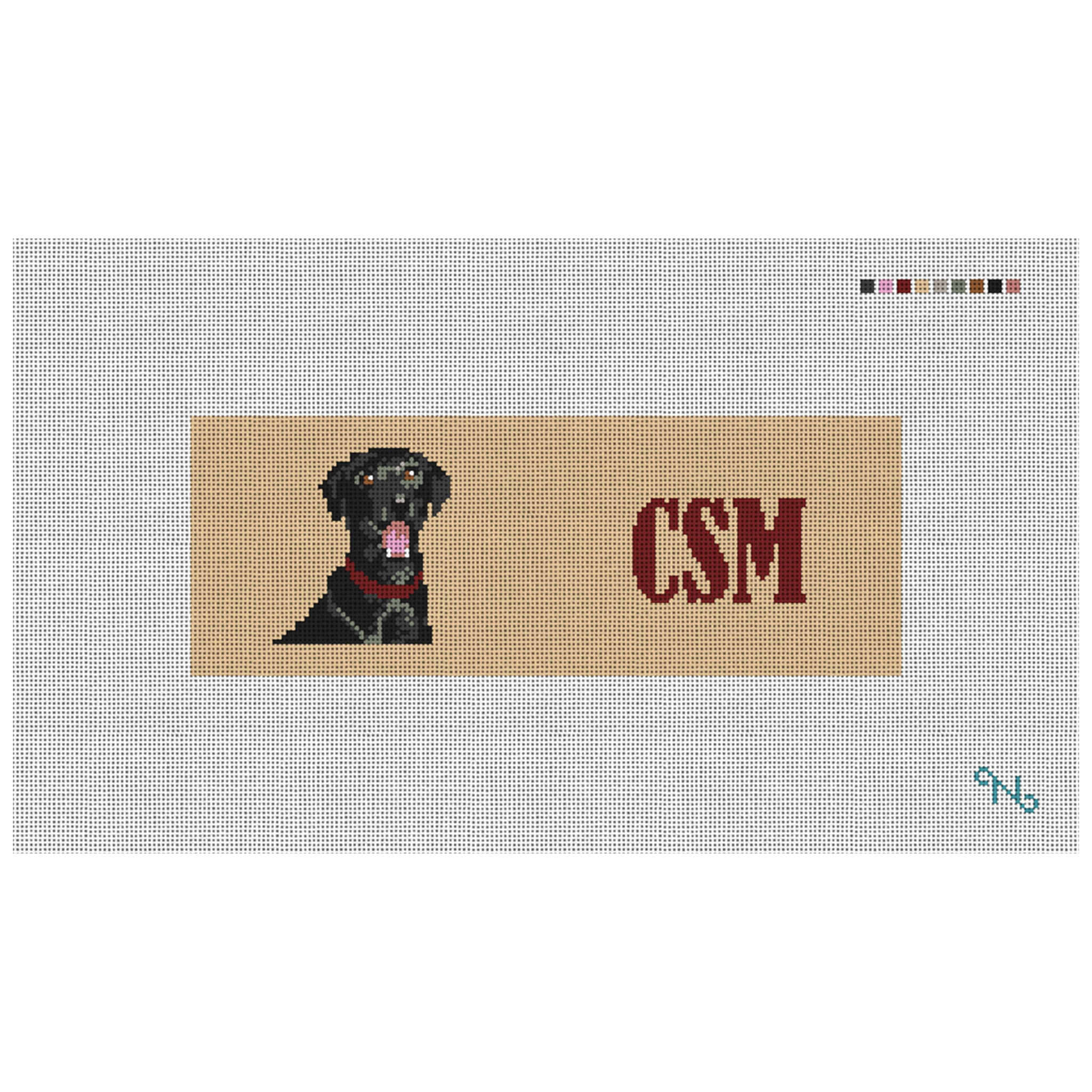 Black Lab Monogram Needlepoint Wallet Kit