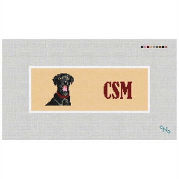 Black Lab Monogram Needlepoint Wallet Kit Stitched Preview