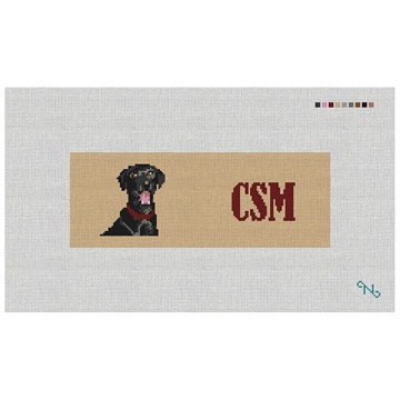 Black Lab Monogram Needlepoint Wallet Kit