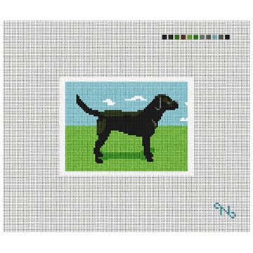 Black Lab Needlepoint Card Wallet Kit Stitched Preview