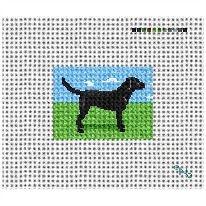 Black Lab Needlepoint Card Wallet Kit Stitched Preview