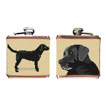 Black Lab Needlepoint Flask 