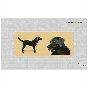 Black Lab Needlepoint Flask Kit Stitched Preview