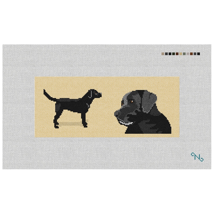 Black Lab Needlepoint Flask Kit Stitched Preview
