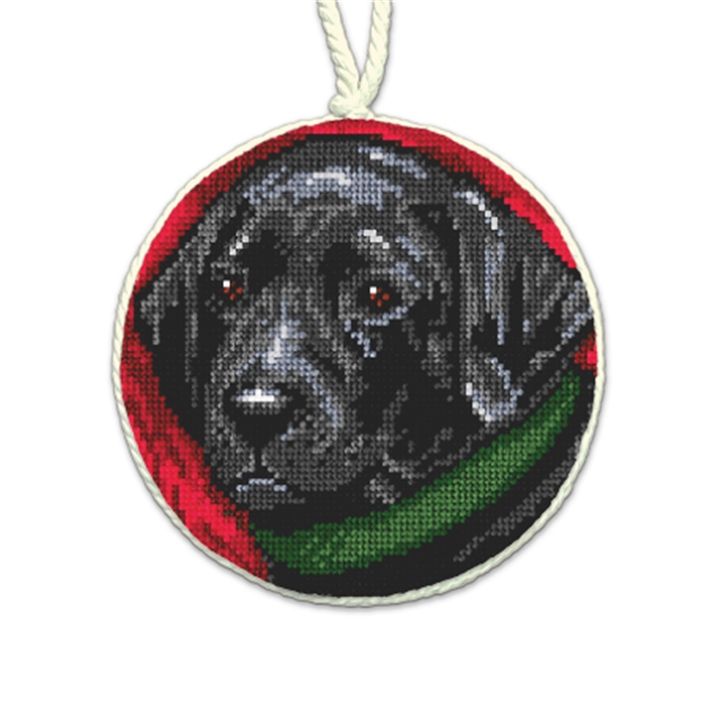 Black Lab Paws Needlepoint Ornament