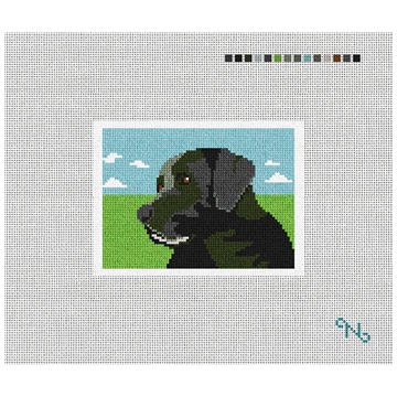 Black Lab Portrait Needlepoint Card Wallet Kit Stitched Preview
