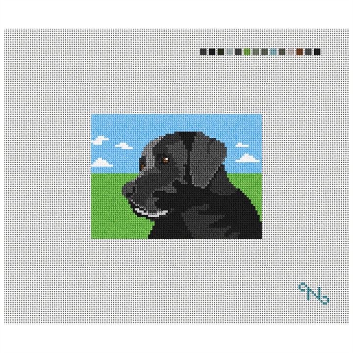 Black Lab Portrait Needlepoint Card Wallet Kit Stitched Preview