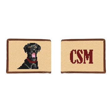 Black Labrador Monogram Needlepoint Wallet
