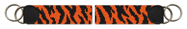 Black Tiger Stripes Needlepoint Key Fob