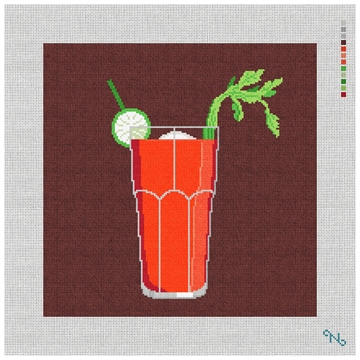 Bloody Mary Needlepoint Pillow Kit Stitched Preview