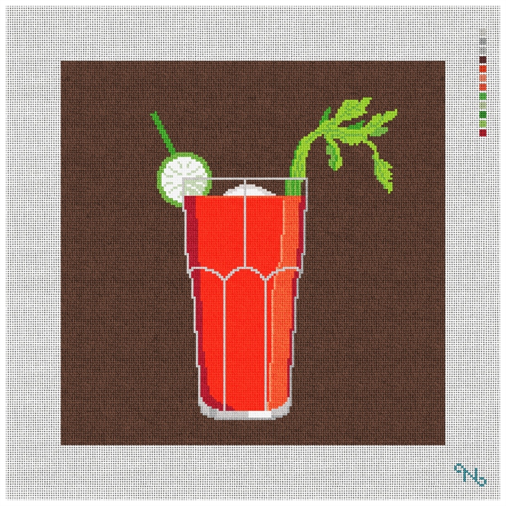 Bloody Mary Needlepoint Pillow Kit Stitched Preview