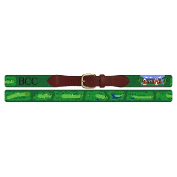 Bloomington Country Club Golf Course Needlepoint Belt 