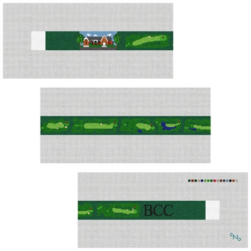 Bloomington Golf Course Needlepoint Belt Kit Stitched Preview