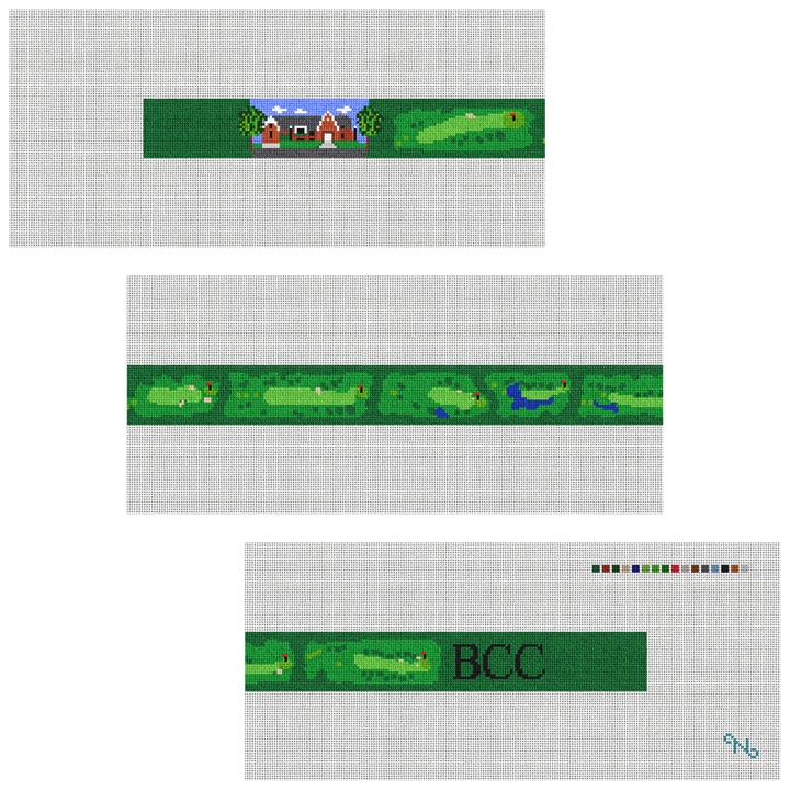 Bloomington Golf Course Needlepoint Belt Kit Stitched Preview
