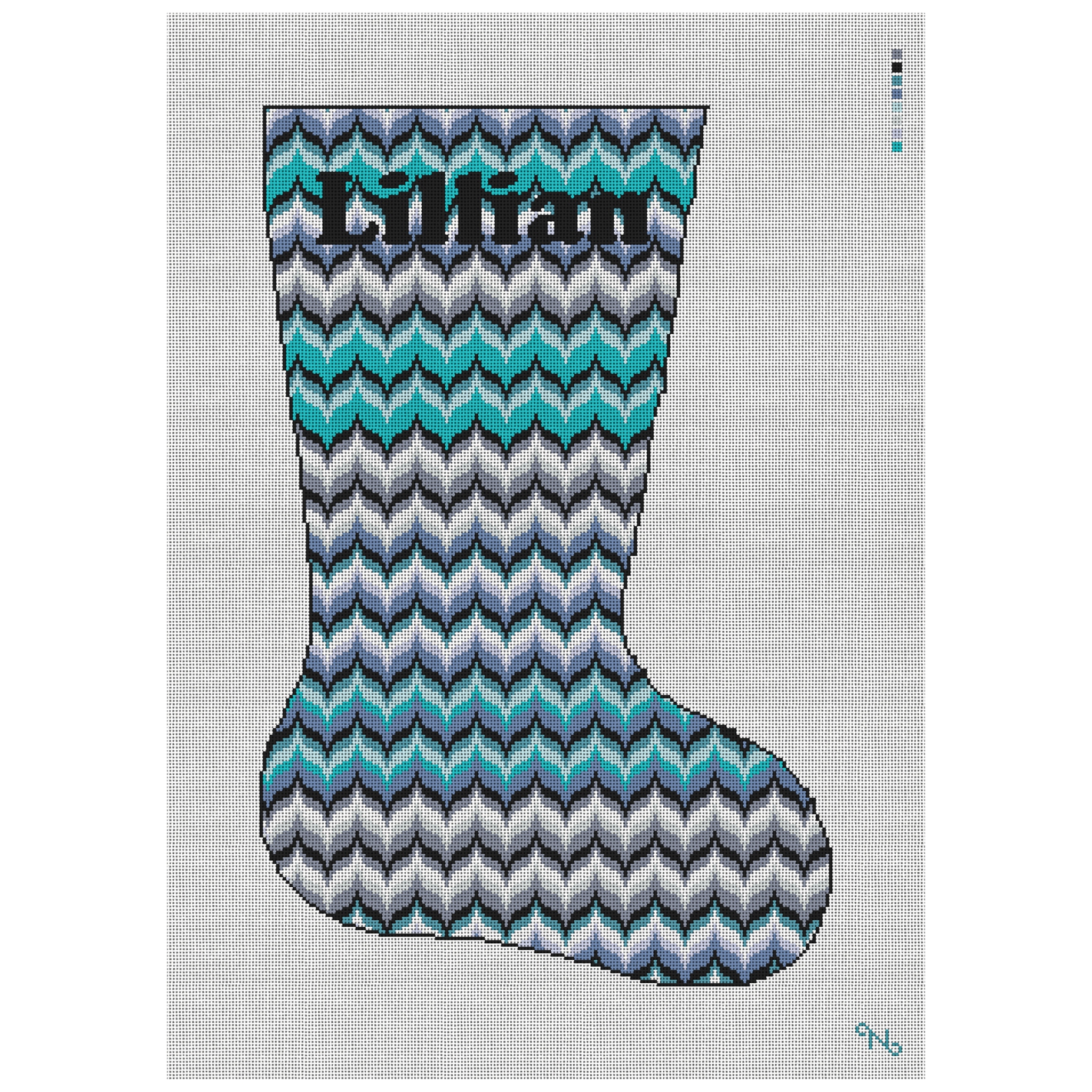 Blue Bargello Wave Christmas Stocking Kit