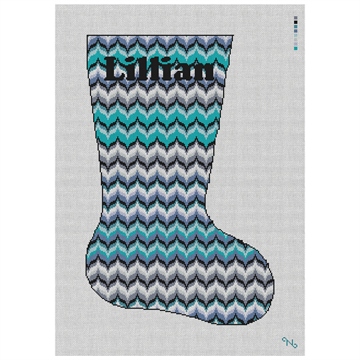 Blue Bargello Wave Christmas Stocking Kit