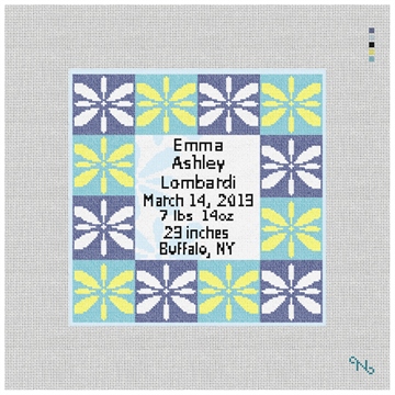 Blue Coventry Needlepoint Baby Pillow Kit Stitched Preview