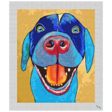 Blue Dog Needlepoint Kit Stitched Preview