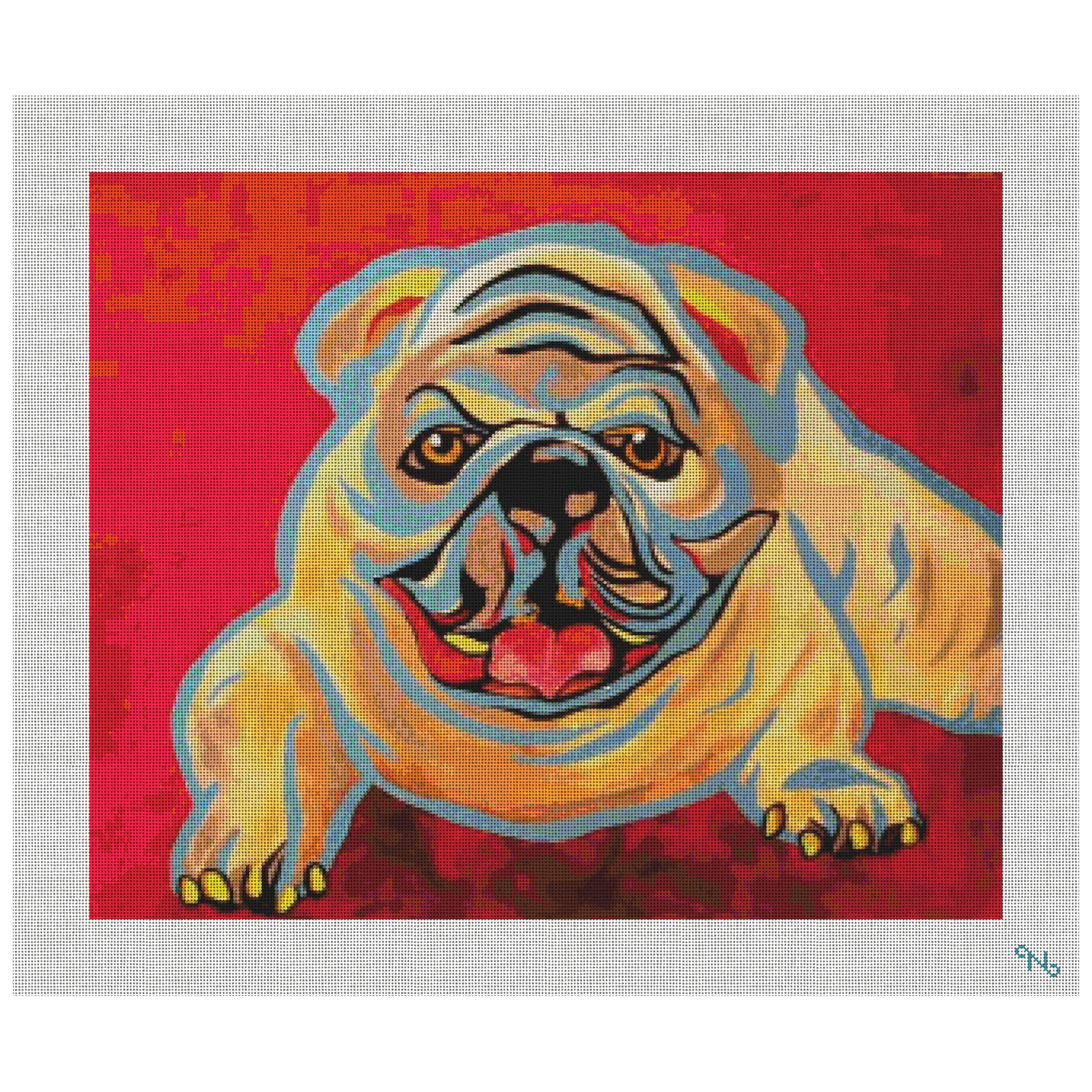 Blue Goose Bulldog Needlepoint Kit