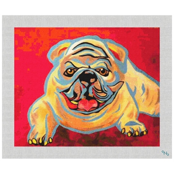Blue Goose Bulldog Needlepoint Kit Stitched Preview