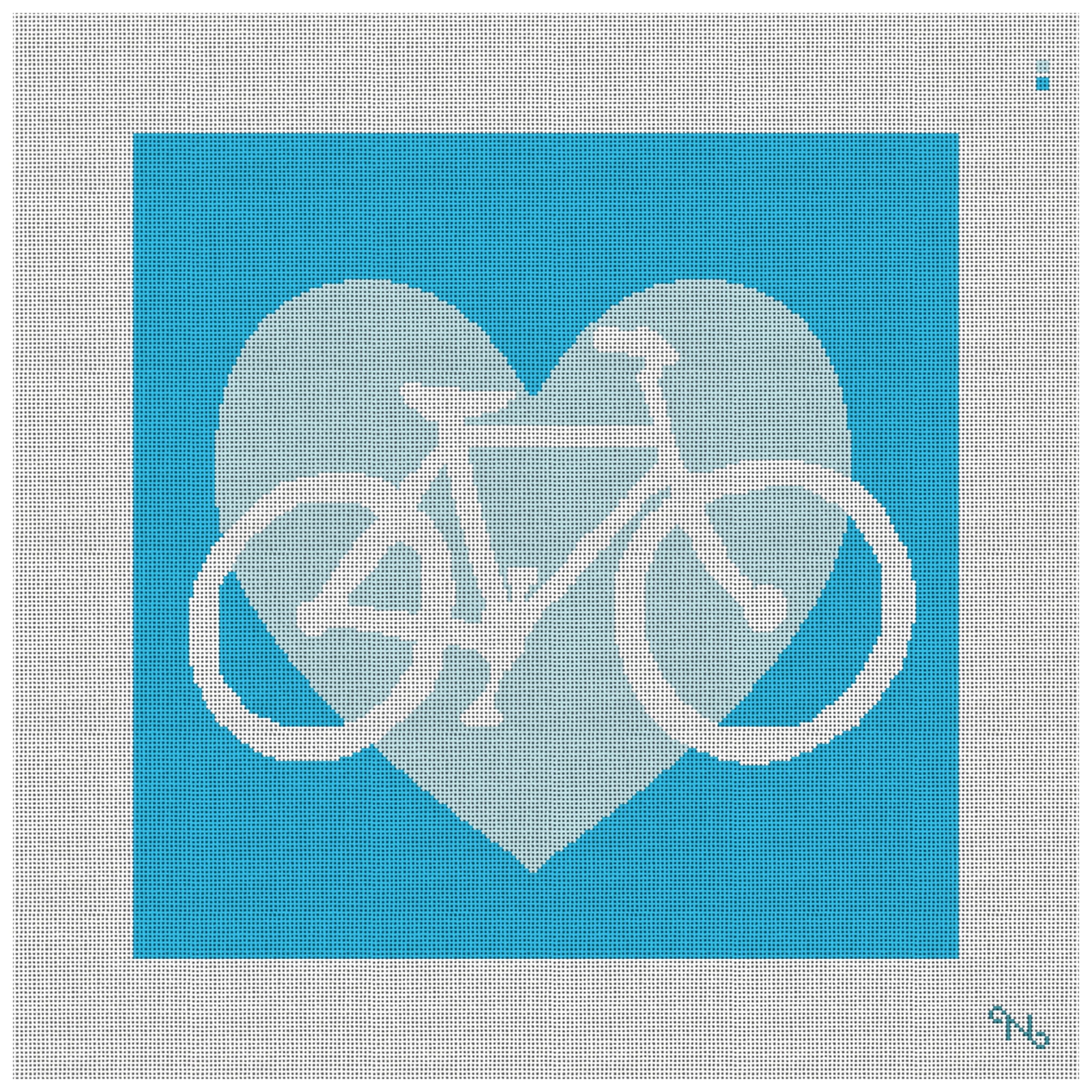 Blue Heart Bicycle Needlepoint Pillow Kit