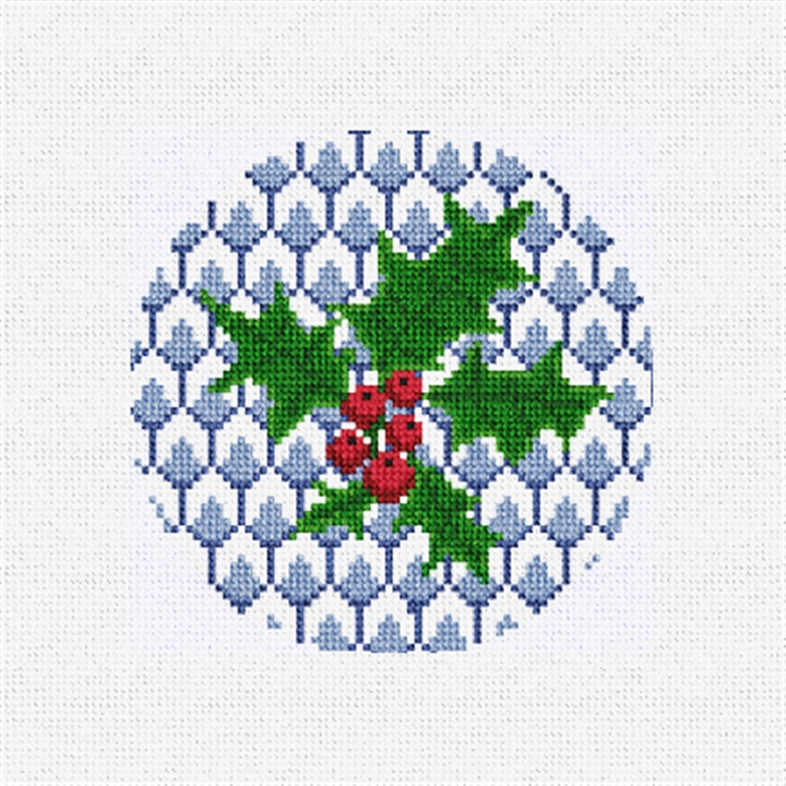 Blue Holly Needlepoint Ornament Kit
