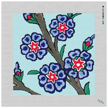 Blue Marmaris Needlepoint Kit Stitched Preview