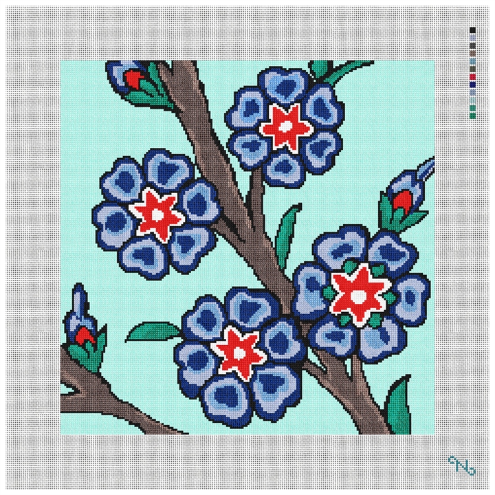 Blue Marmaris Needlepoint Kit Stitched Preview