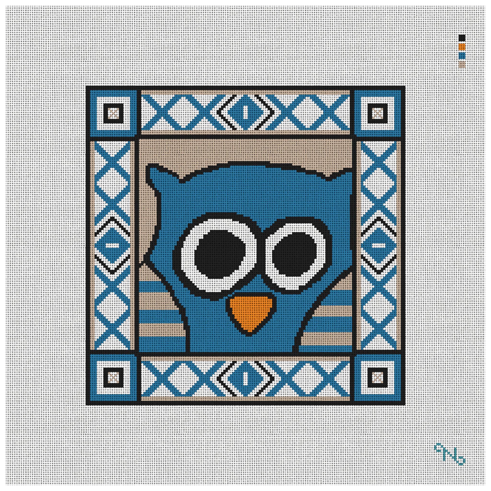 Blue Owl Stitch Fiddle Needlepoint Kit