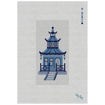 Blue Pagoda Needlepoint Eyeglass Case Kit