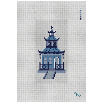 Blue Pagoda Needlepoint Eyeglass Case Kit