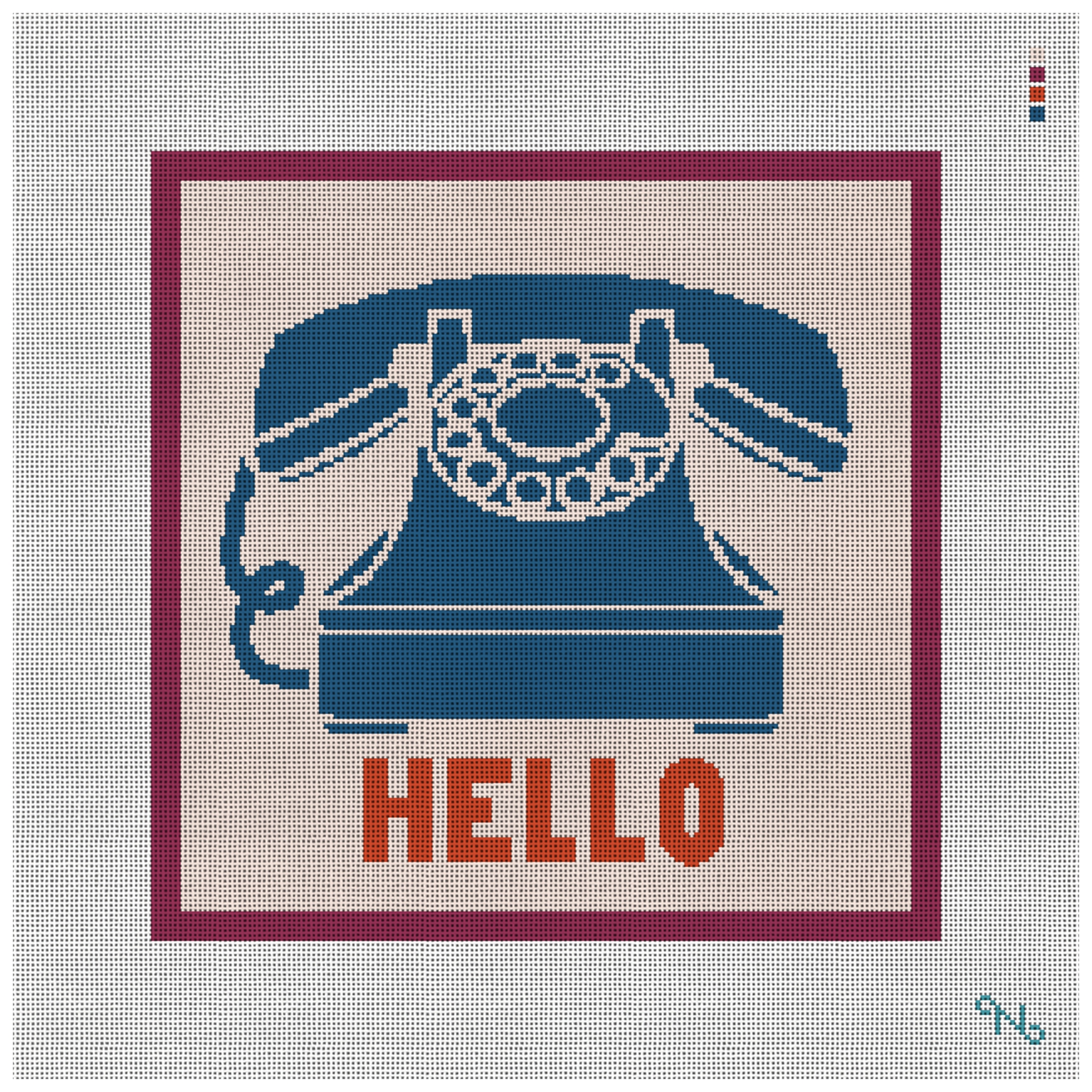 Blue Personalized Retro Phone Needlepoint Kit
