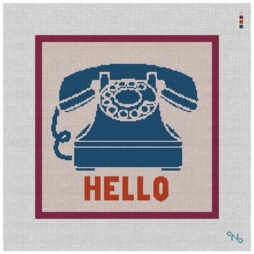 Blue Personalized Retro Phone Needlepoint Kit