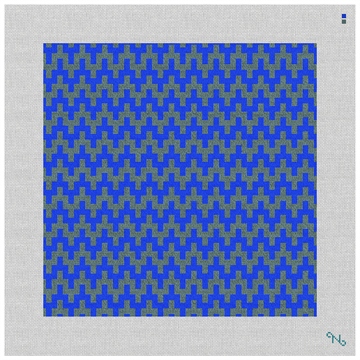Blue Puebla Needlepoint Kit Stitched Preview