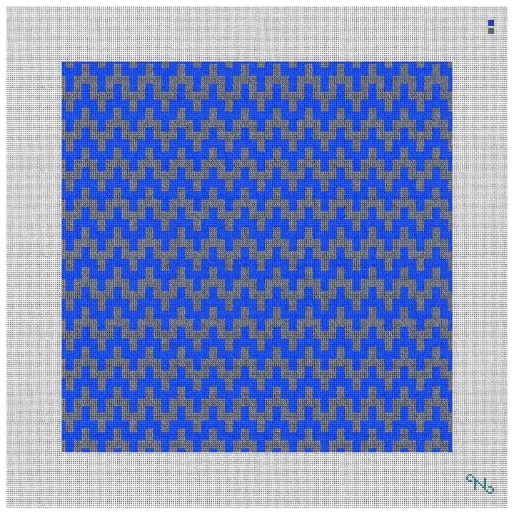 Blue Puebla Needlepoint Kit Stitched Preview