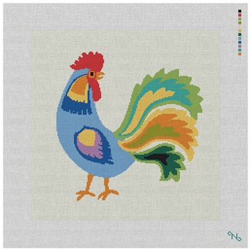 Blue Rooster Needlepoint Pillow Kit