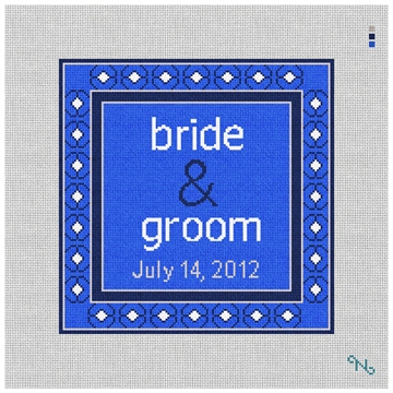 Blue Spice Timeless Wedding Needlepoint Kit Stitched Preview