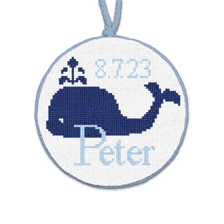 Blue Whale Needlepoint Ornament