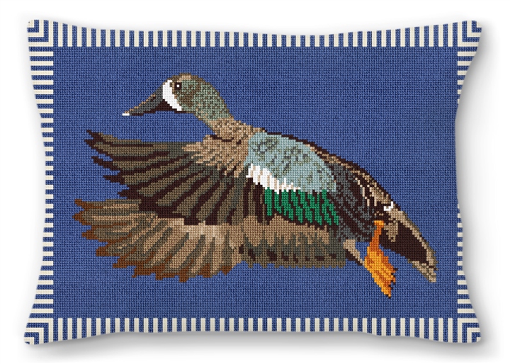 Blue Winged Teal Needlepoint Pillow