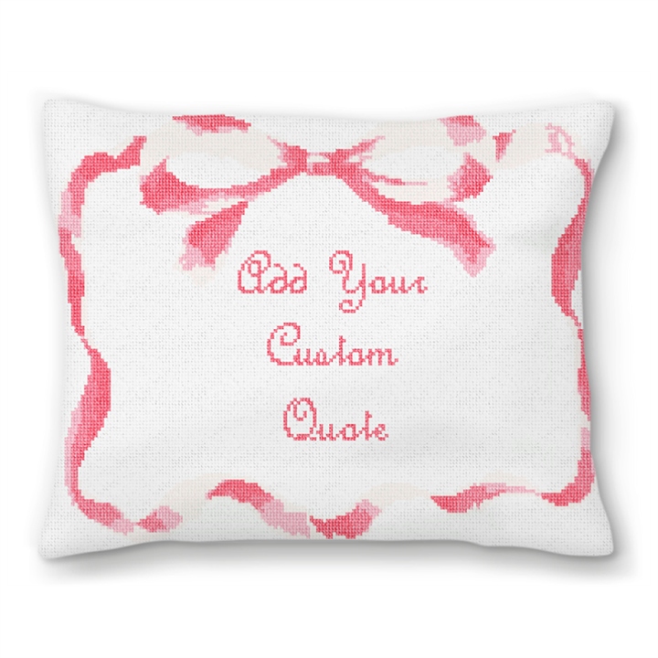 Blush Ribbon Personal Needlepoint Pillow