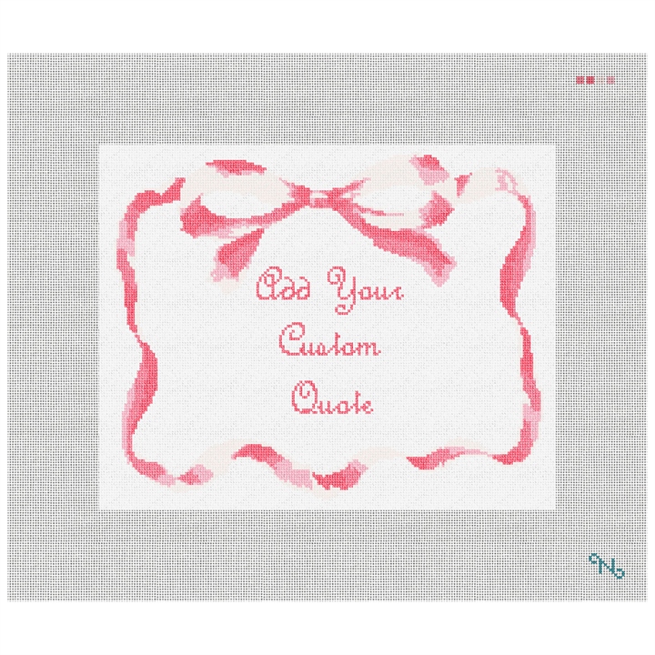 Blush Ribbon Personal Needlepoint Pillow Kit Stitched Preview