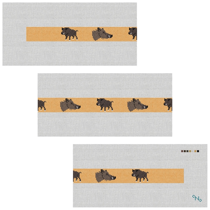 Boar Hunting Needlepoint Belt Kit Stitched Preview